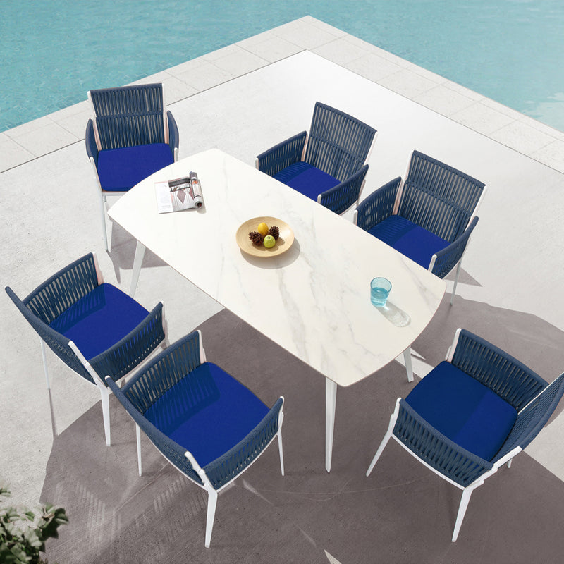 345610 Hestia Blue Outdoor Dining Set 6 Seaters