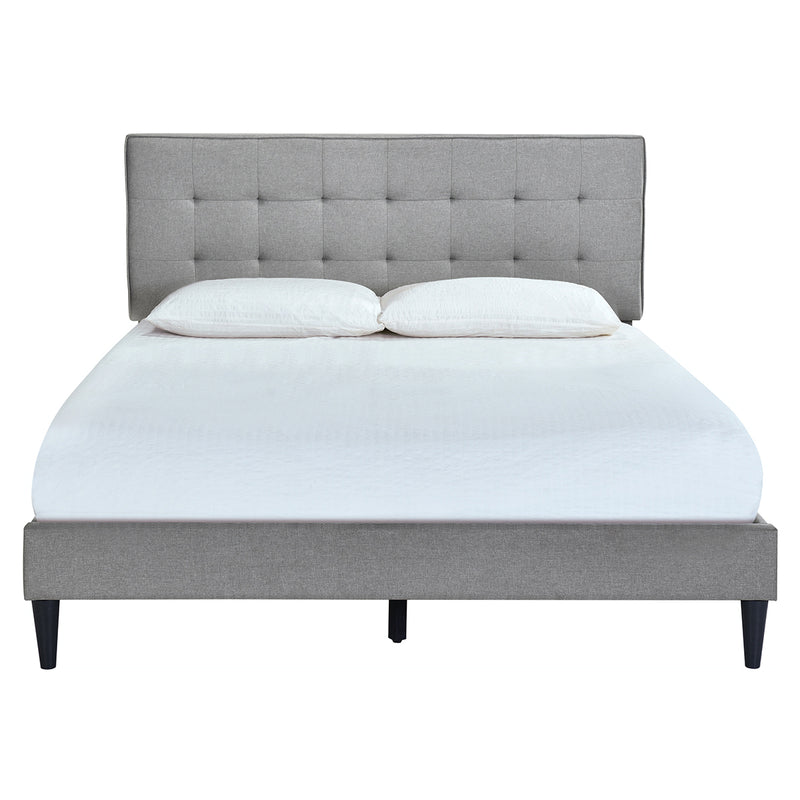 ACH Bedroom Grid Tufted Upholstered Queen Platform Bed in Frost Gray DS-D333-292-113