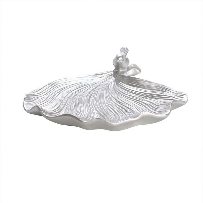 12595-01 Silver Resin Ginkgo Leaf Plate (Set of 2) - Nabco Furniture Center