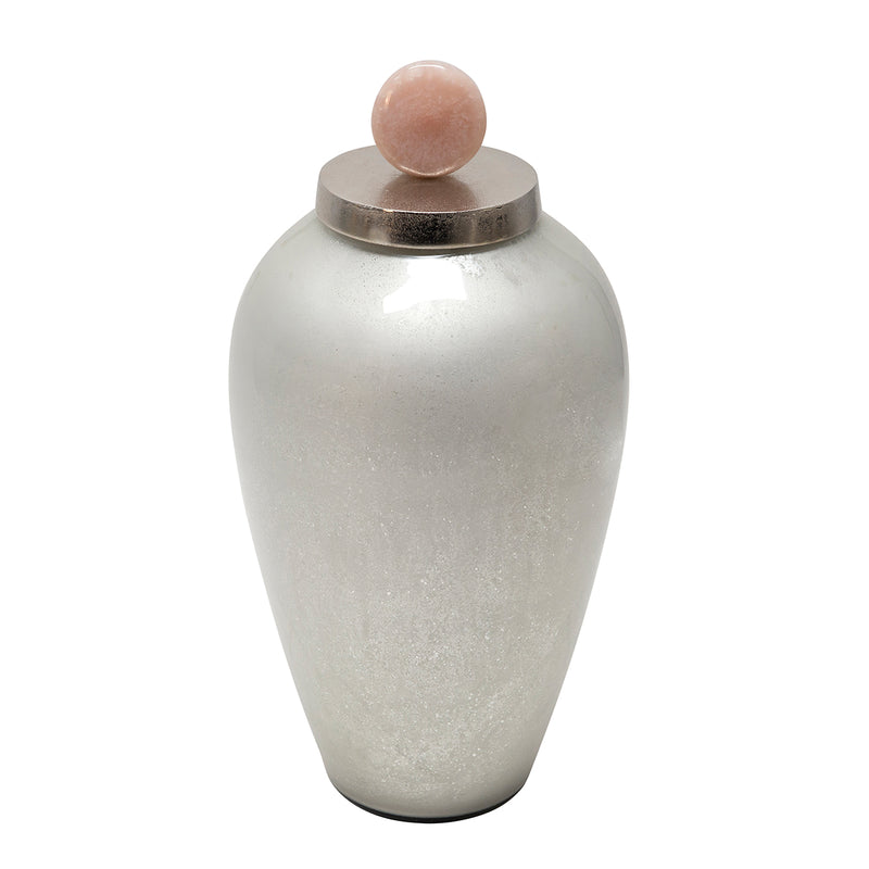15533-02 Glass Vase with Blush Knor Silver - Nabco Furniture Center