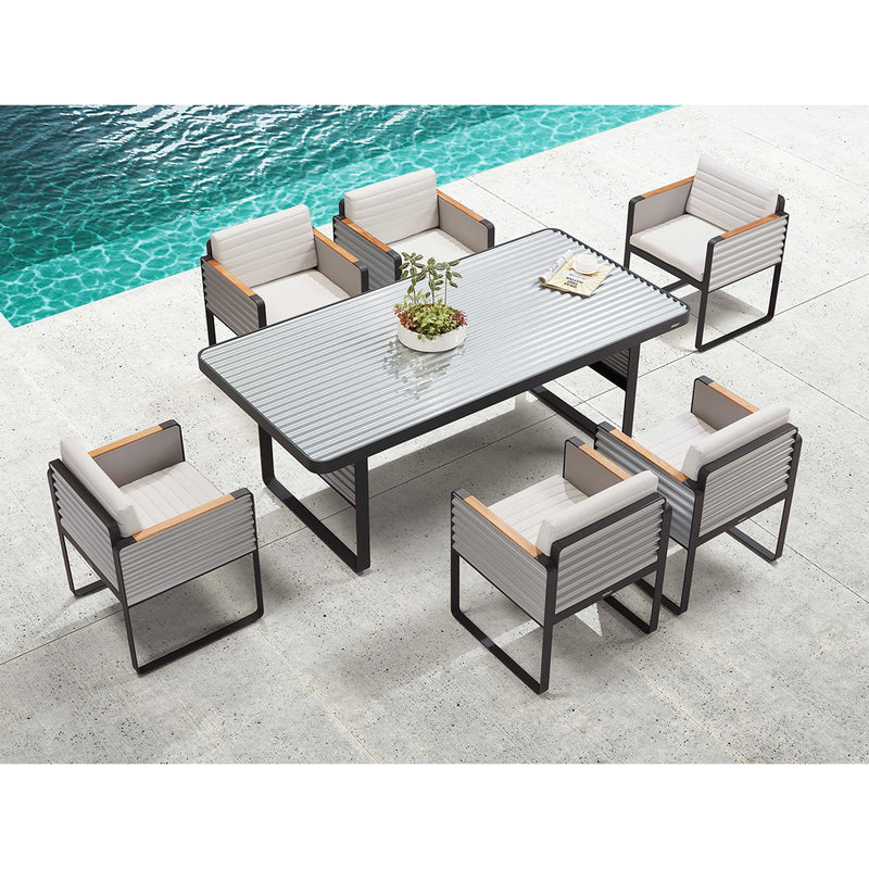 2036110 Airport Black Outdoor Dining Set (6 Seaters)