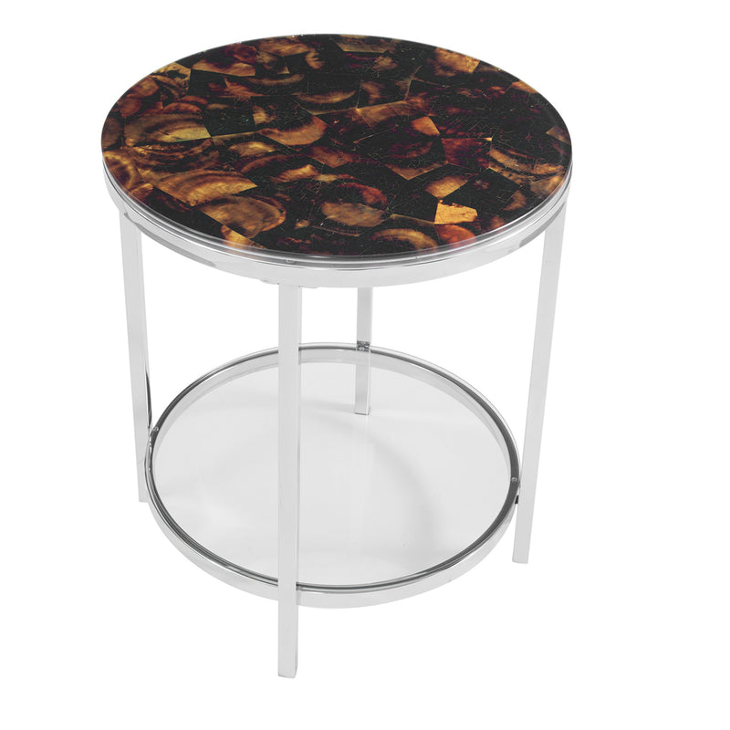 8100-LR-220 Brenner Round Side Table Printed Glass - Nabco Furniture Center