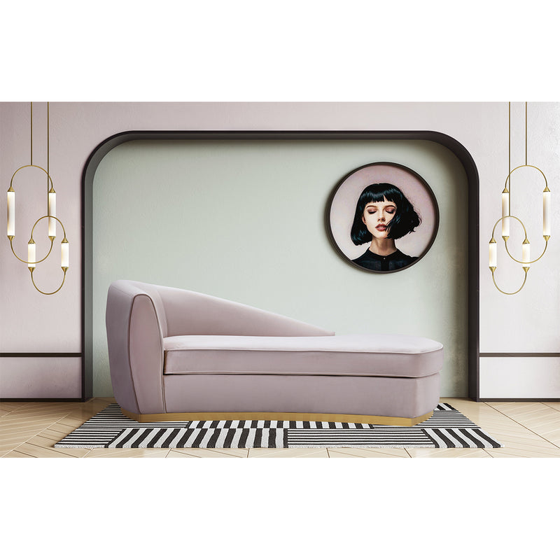 Adele Blush Velvet Chaise Sofa - Nabco Furniture Center