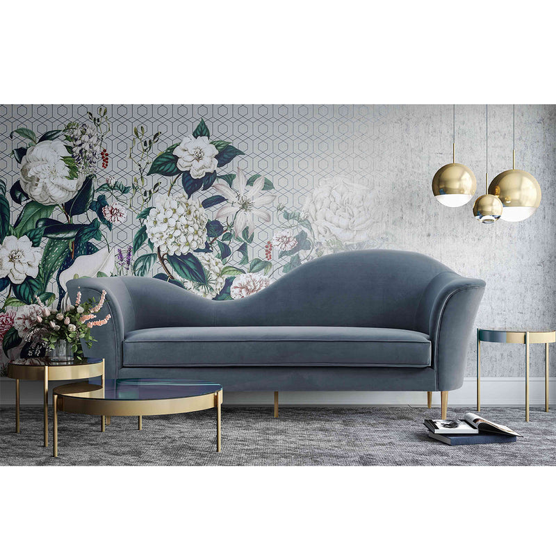 TOV-L6413 Plato Grey Velvet Three Seater Sofa - Nabco Furniture Center