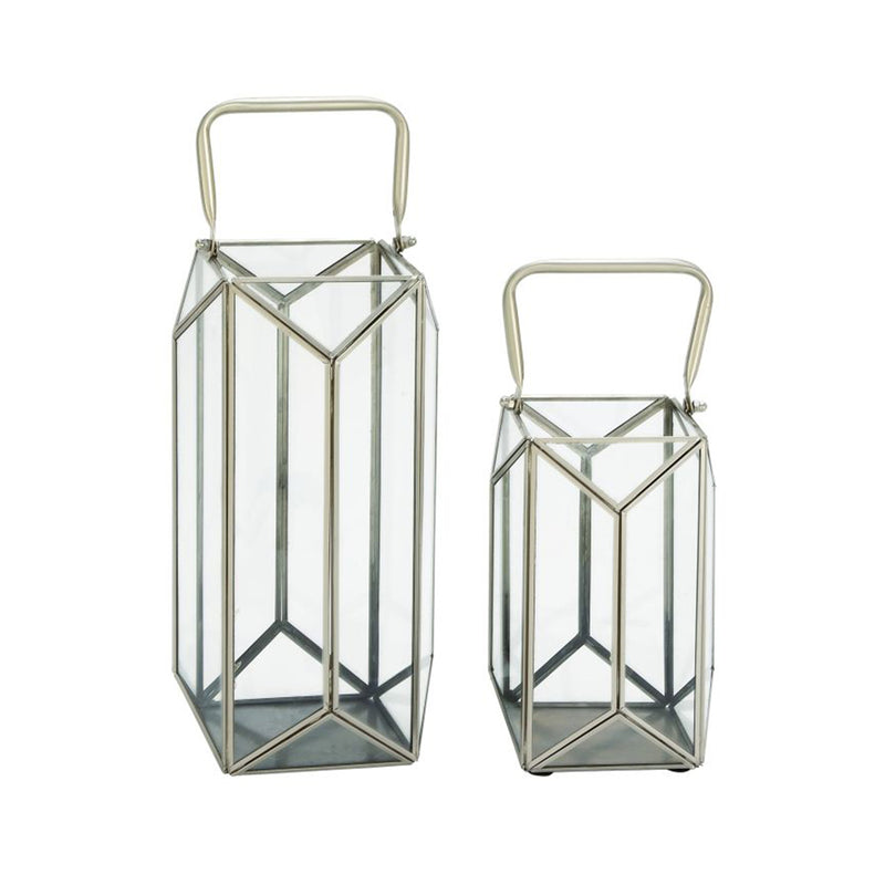 54244 Metal Glass Lantern (Set of 2) - Uma