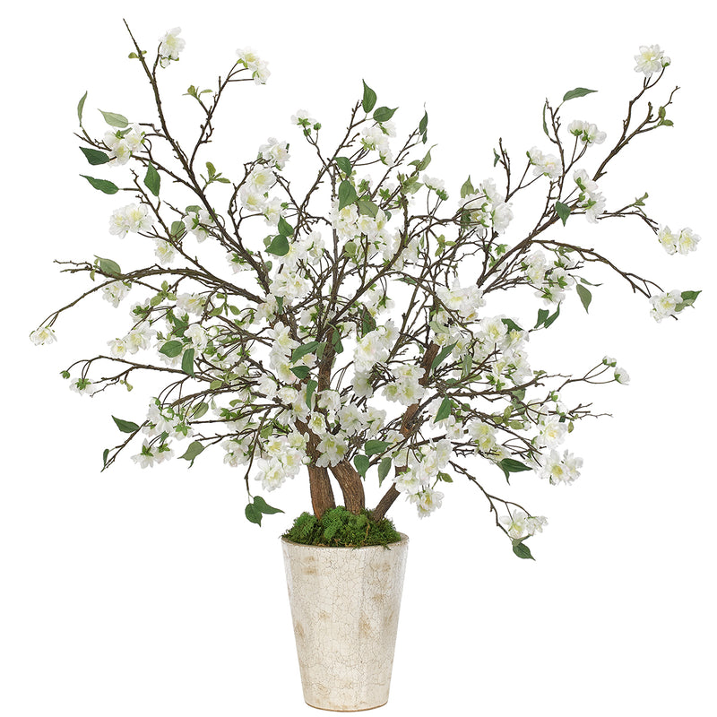 WF1529 Blossom Branch White Cream Table Tree - Nabco Furniture Center