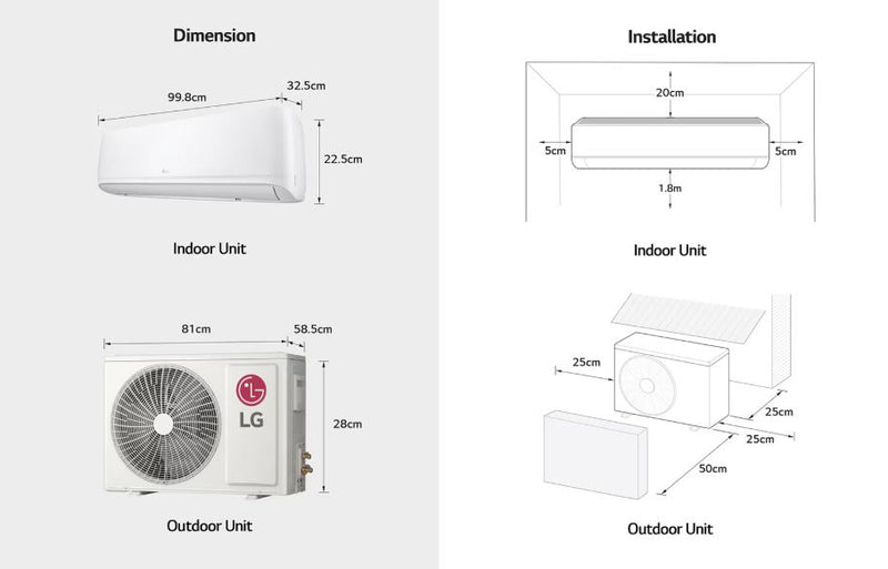 LG 2024 2.5 Ton Split AC with Rotary Compressor