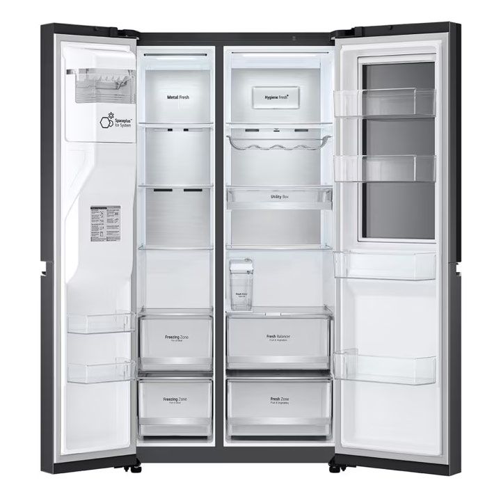 LG 674Ltr InstaView Side-by-Side Refrigerator - Matte Black | GR-X267CQEW
