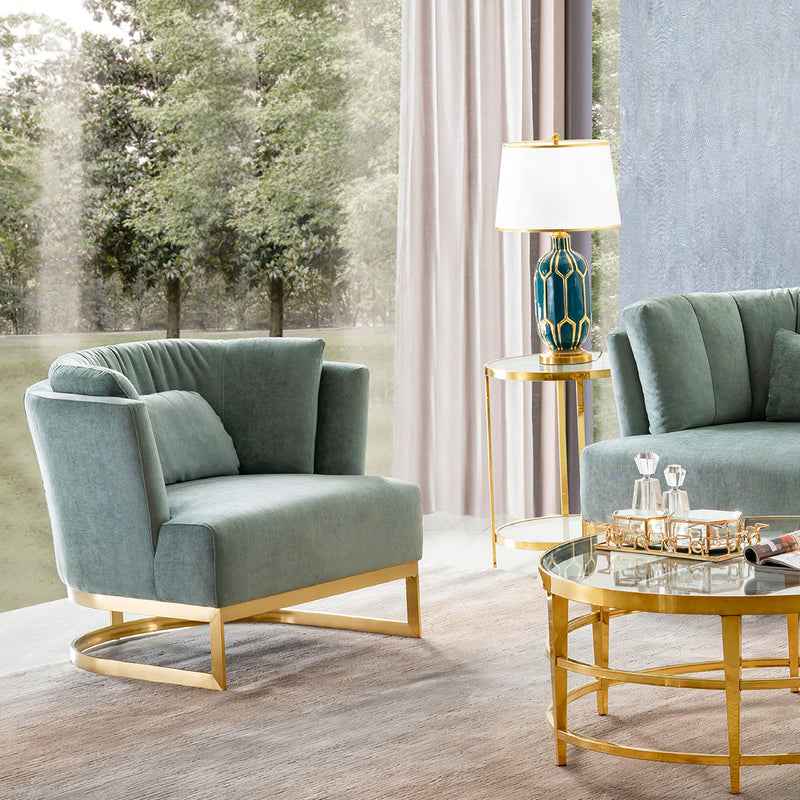 20909 Misty Green Sofa Set (3+3+1+1)