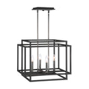 Quadrangle 4 Light Pendant Sand Black