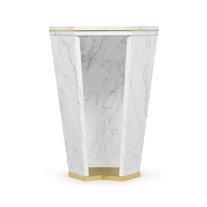 Hexagon in White Calcutta Marble Side Table