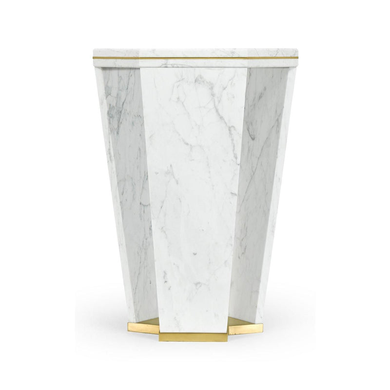 Hexagon in White Calcutta Marble Side Table