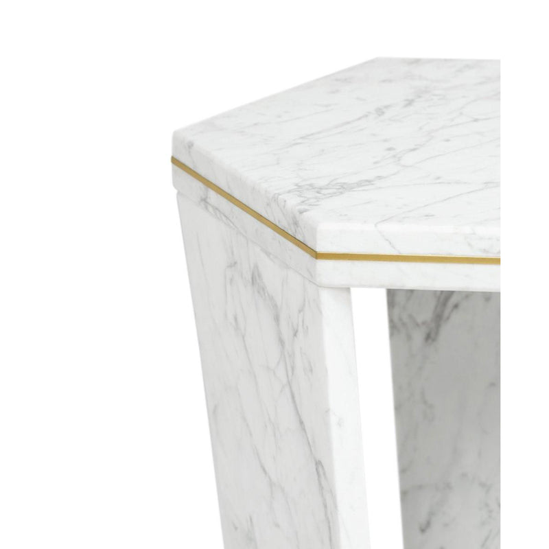 Hexagon in White Calcutta Marble Side Table