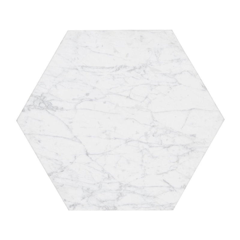 Hexagon in White Calcutta Marble Side Table