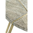 Geometric Round Oak & Brass End Table