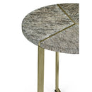 Geometric Round Oak & Brass End Table