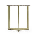 Geometric Round Oak & Brass End Table