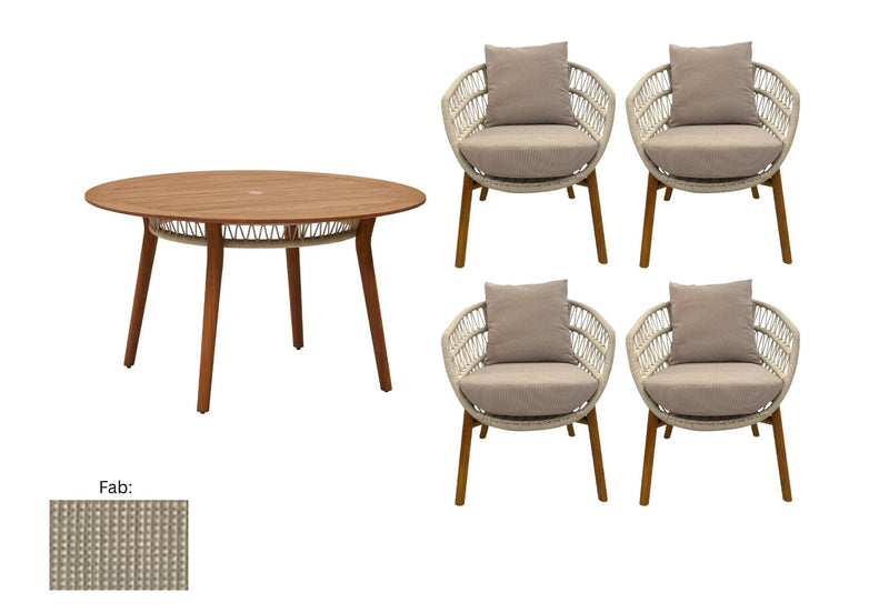 Vasca Outdoor Dining Set (4 Seater) with Umbrella Hole