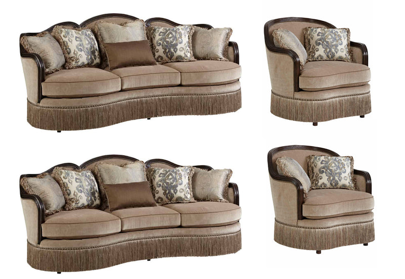 Giovanna Azure Sofa Set (3+3+1+1)