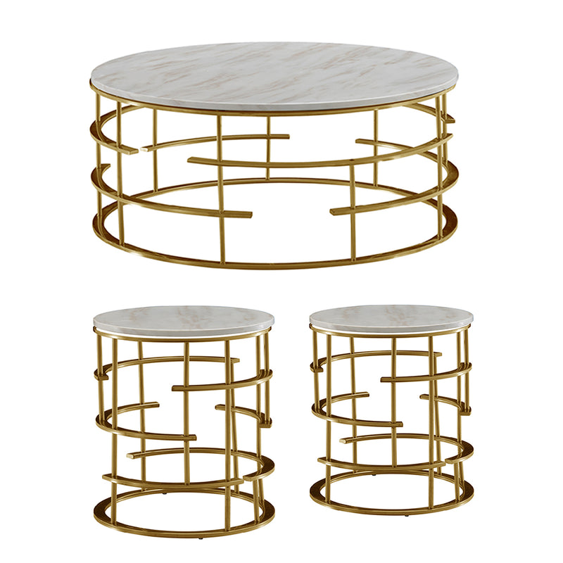 950 Marble White and Gold Set Table (CT+ET+ET)