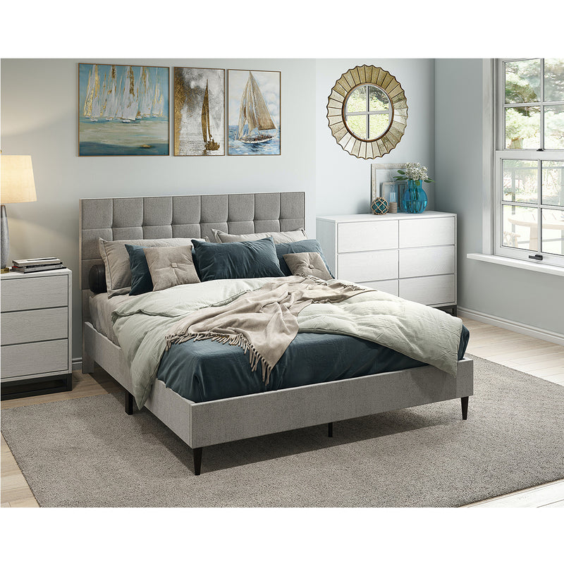 ACH Bedroom Grid Tufted Upholstered King Platform Bed in Frost Gray DS-D333-293-113