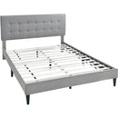 ACH Bedroom Grid Tufted Upholstered King Platform Bed in Frost Gray DS-D333-293-113