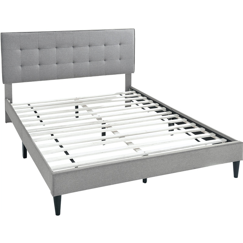 ACH Bedroom Grid Tufted Upholstered Queen Platform Bed in Frost Gray DS-D333-292-113