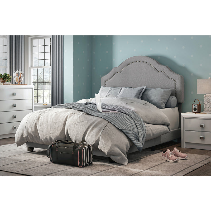 ACH Bedroom Queen Anne Nailhead Trim Upholstered Full Bed in Smoke Gray DS-D284-289-116