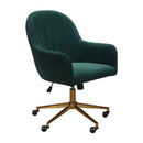 ACH Home Office Upholstered Channel Tufted Office Chair in Emerald Green Velvet DS-D274-705-1
