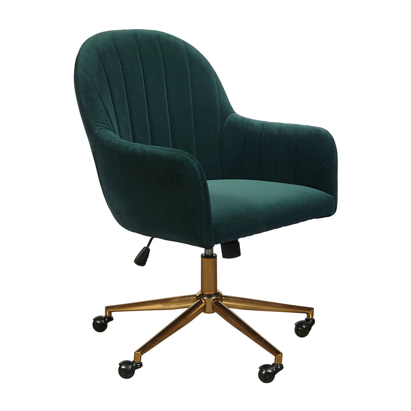 ACH Home Office Upholstered Channel Tufted Office Chair in Emerald Green Velvet DS-D274-705-1