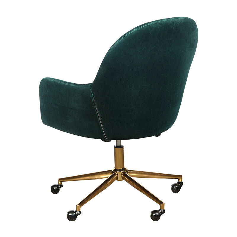 ACH Home Office Upholstered Channel Tufted Office Chair in Emerald Green Velvet DS-D274-705-1