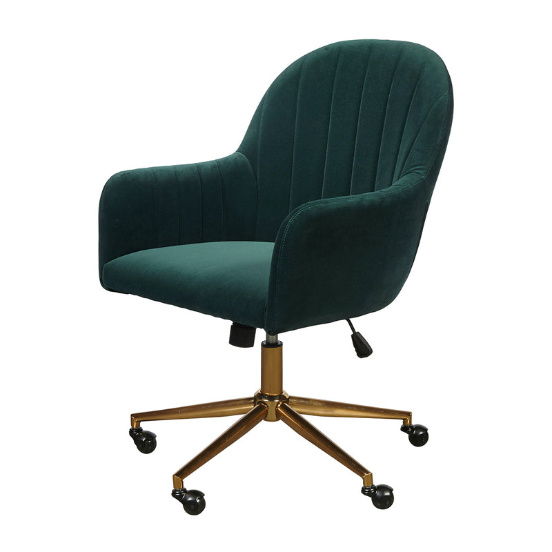 ACH Home Office Upholstered Channel Tufted Office Chair in Emerald Green Velvet DS-D274-705-1