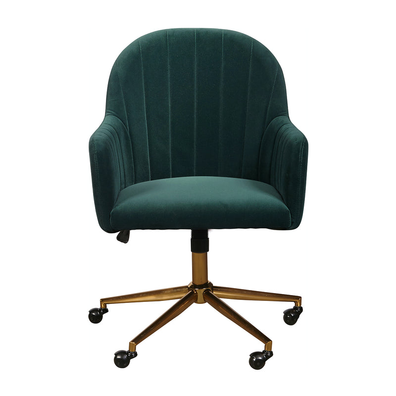 ACH Home Office Upholstered Channel Tufted Office Chair in Emerald Green Velvet DS-D274-705-1
