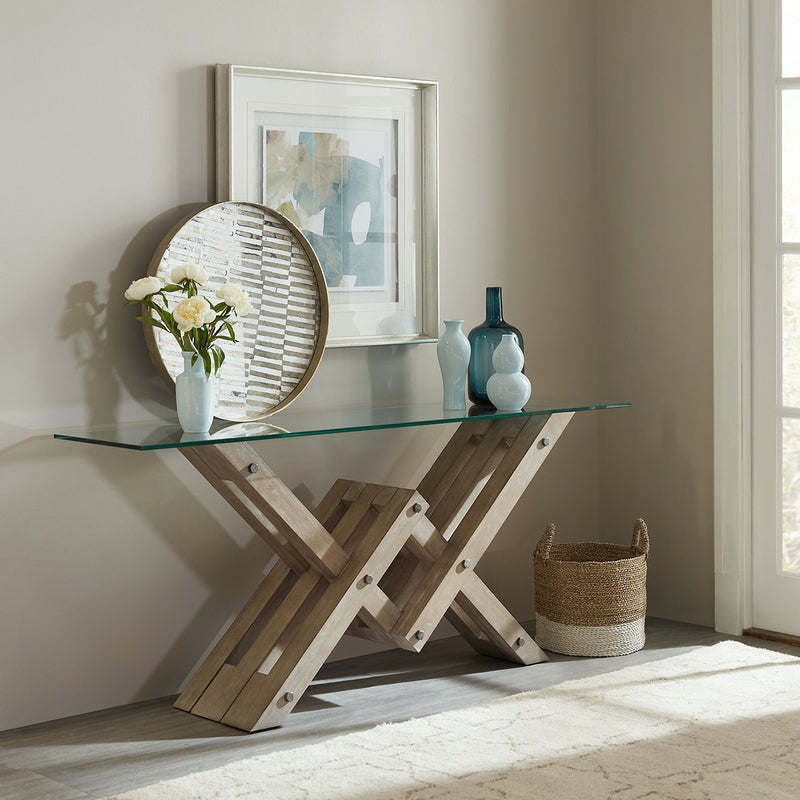 Affinity Glass Top Console Table