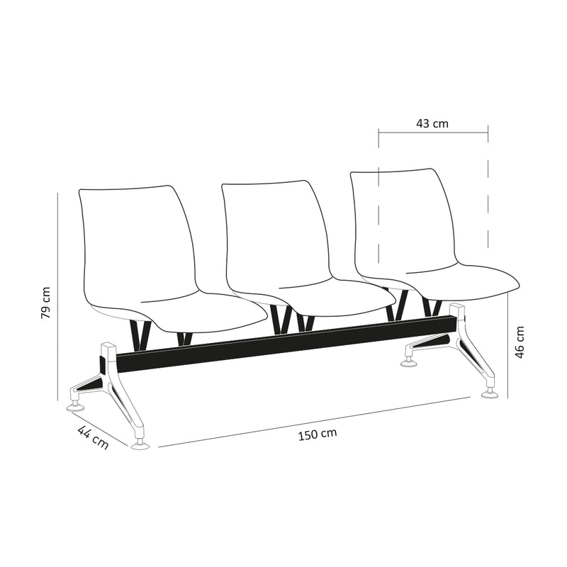 Laser X3 Waiting Bench Chair