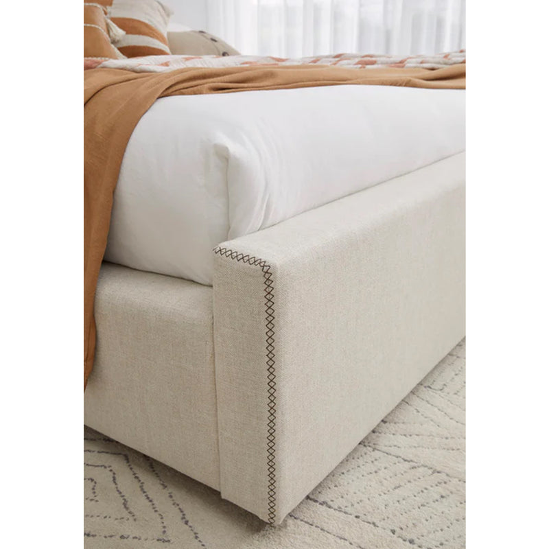 Louis Upholstered Platform Bed without Mattress in Natural Linen