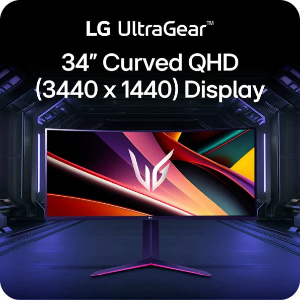 34 Inch Curved UltraGear™ QHD 1440P HDR 10 160Hz Monitor with Tilt/Height Adjustable Stand