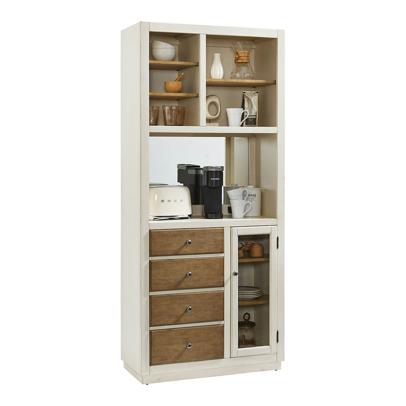 Pulaski Furniture Living Room Four Drawer Coffee Bar with Shelves and Power Outlets P021734