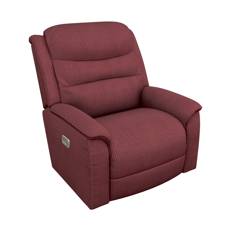 Rosewood Fab: D160808 Power Rocking Recliner w/ Headrest & Lumbar