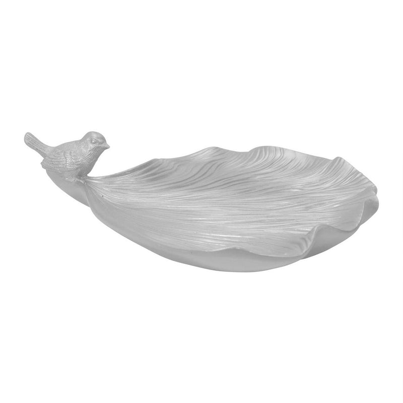 12595-01 Silver Resin Ginkgo Leaf Plate (Set of 2) - Nabco Furniture Center