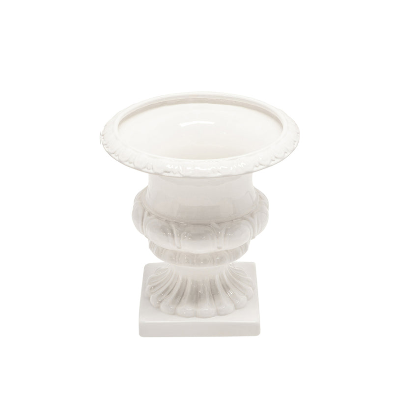 13571-02 White Footed Ceramic Urn 12" - Nabco Furniture Center