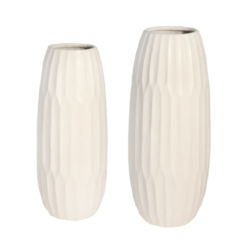 14651-03/14651-04 Ceramic White Vase (Set of 2)