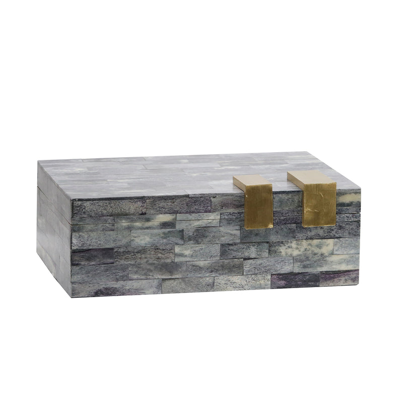 15298 Bone 9 Rectangular Box Dark Gray-Gold - Nabco Furniture Center