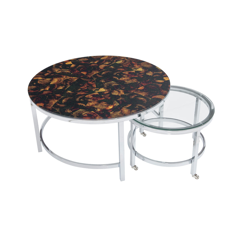 Brenner Printed Glass Nesting Table - Nabco Furniture Center