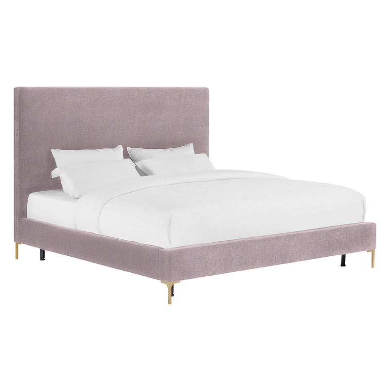Delilah Blush Textured Velvet Bed without Mattress - Nabco Furniture Center