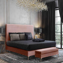 Delilah Blush Textured Velvet Bed without Mattress - Nabco Furniture Center