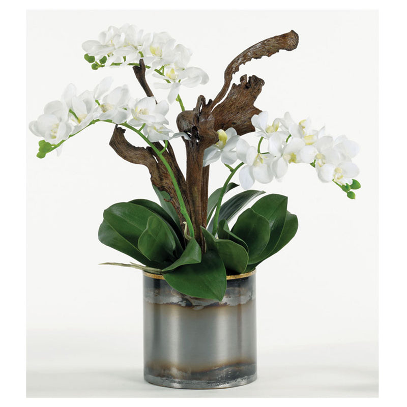 N71A9 Small White Orchid Garden In Artisan Metal - Nabco Furniture Center