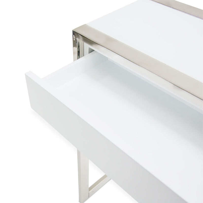 State St. Glossy White Console Table