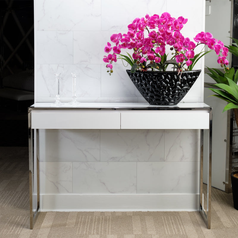 State St. Glossy White Console Table