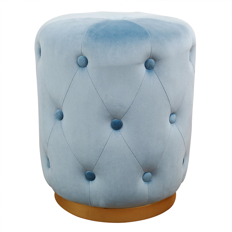 TOV-OC3812 Skylar Blue Velvet Ottoman - Nabco Furniture Center